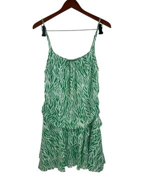 Diane Von Furstenberg Kelly Green Zebra Print Silhouette Mini Dress Size XL NWT